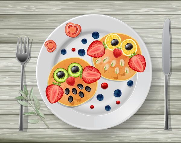 dekorative Früchte auf Teller Vektor-illustration