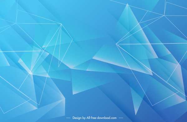 装饰几何背景现代蓝色3D晶体素描