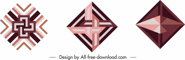 template geometris dekoratif bentuk ilusi simetris abstrak