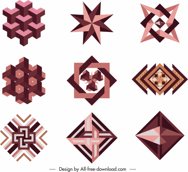 decorativos modelos geométricos modernos formas simétricas ilusivas
