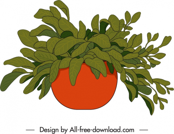装飾的な観葉植物のアイコン古典的な手描きのデザイン