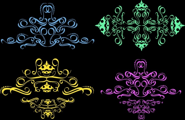 dekorative Symbole Sammlung bunte klassische Kurven design