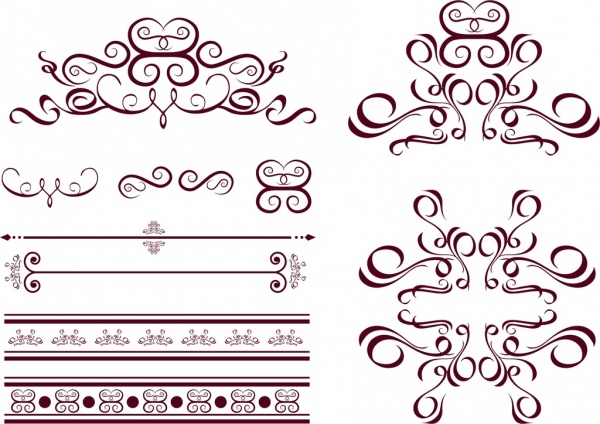 elementi di progettazione classica decorazione delle curve decorative icone