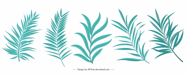 dekoratif yaprak simgeleri yeşil klasik handdrawn tasarım