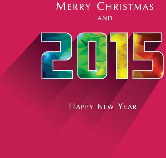 Dekoratif mosaic15 tipografi neşeli Noel ve mutlu yeni yıl arka plan