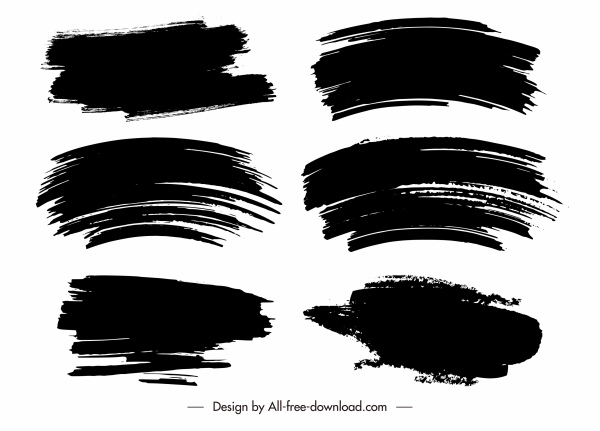 modelos de pincel de tinta decorativa grunge preto esboço branco
