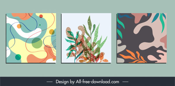 dekoratif lukisan template warna-warni tanaman abstrak sketsa