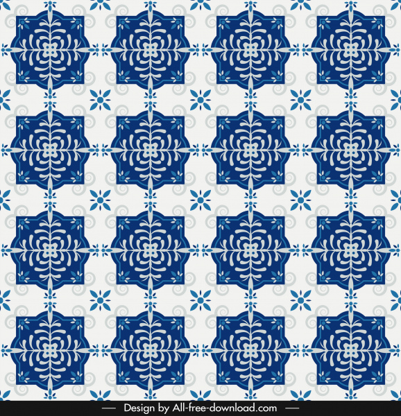 Decorative Pattern Classical Repeating Symmetric Design Blue Decor