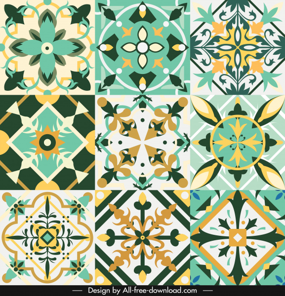 collection de motifs décoratifs colorés formes élégantes illusion symétrique