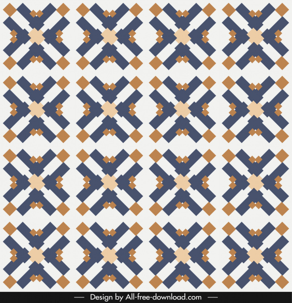 pola dekoratif yang berwarna datar mengulangi simetris geometris ilusi