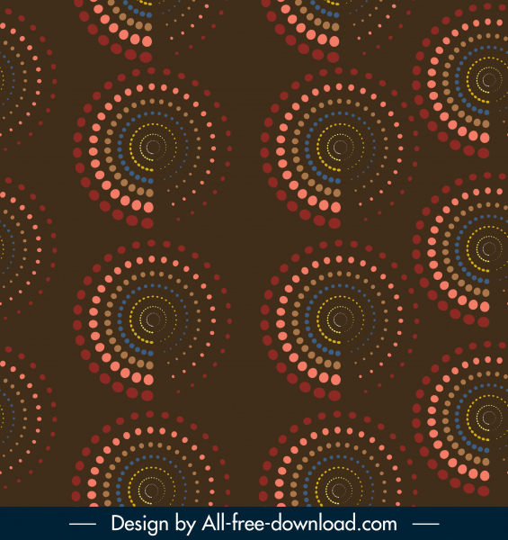 pola dekoratif berwarna mengulang dekorasi lingkaran spiral