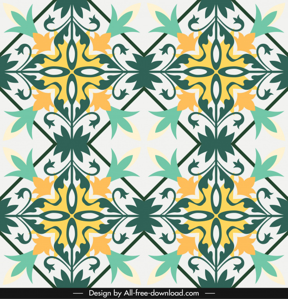 pola dekoratif Desain datar simetris klasik berwarna