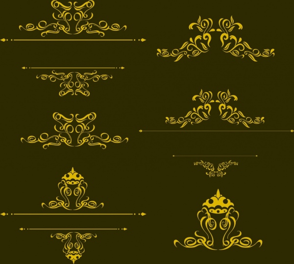 les courbes de conception classique motif décoratif jaune style élément