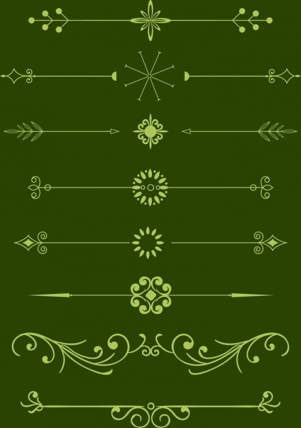 各種古典綠色裝潢圖案設計元素