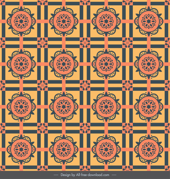 retro elegante patrón decorativo diseño simétrico de repetición