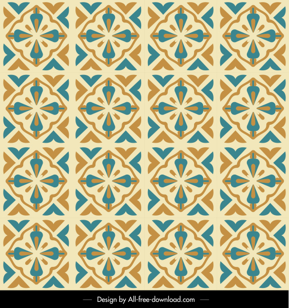 dekoratives Muster flach wiederholende symmetrische klassische Blumenskizze
