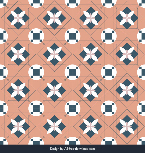 patrón decorativo plano repitiendo una decoración simétrica