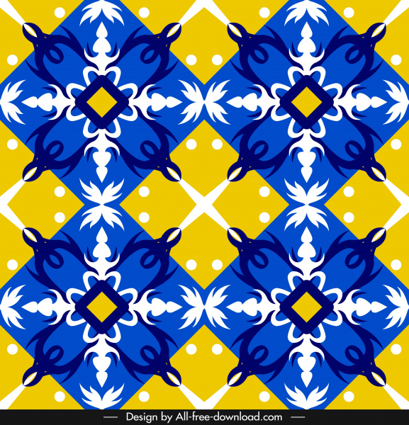 pola dekoratif datar warna-warni desain simetris Eropa formal