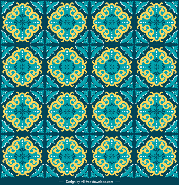 bosquejo de pétalos retro repetición simétrica patrón decorativo