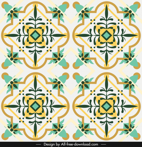 template pola dekoratif Desain simetris berwarna-warni klasik cerah