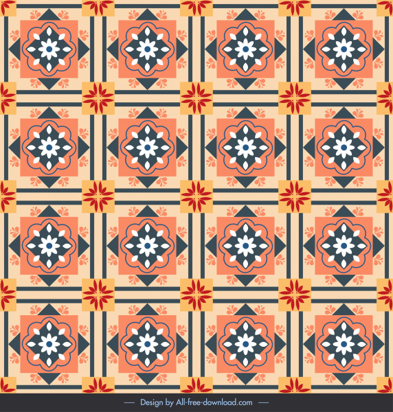 motif décoratif modèle coloré classique symétrique carrés répétitifs