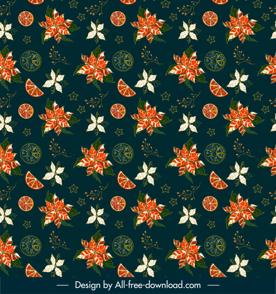 patrón decorativo plantilla rebanadas de color naranja oscuro pétalos boceto