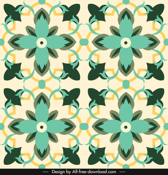 patrón decorativo plantilla pétalos sketch colorido clásico simétrico
