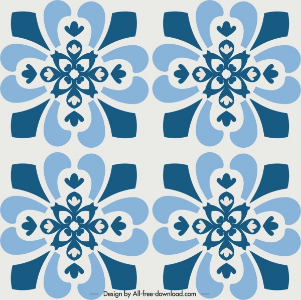 Decorative Pattern Template Repeating Classical Flowers Decor