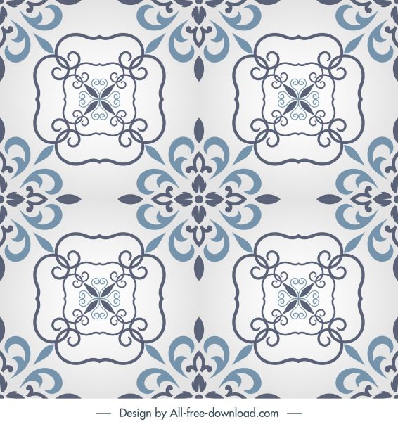 patrón decorativo plantilla retro europeo diseño de repetición simétrica
