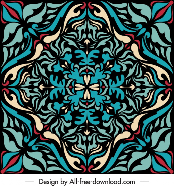 dekorative Muster Vorlage retro symmetrische blumenförmige