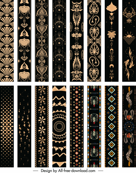 декоративные шаблоны шаблонов коллекции элегантный ретро повторяя симметричный