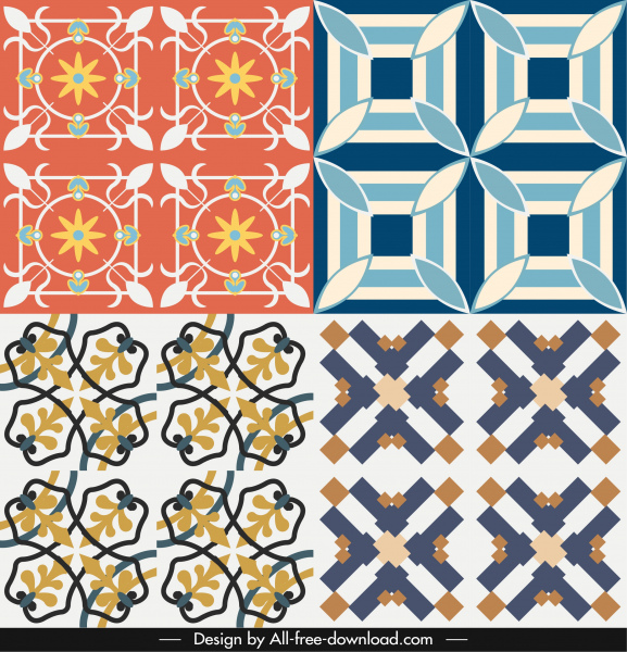 dekorative Muster Vorlagen farbige symmetrische klassisches design