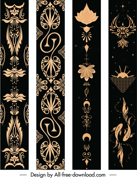 patrón decorativo plantillas de diseño oscuro retro decoración cultural