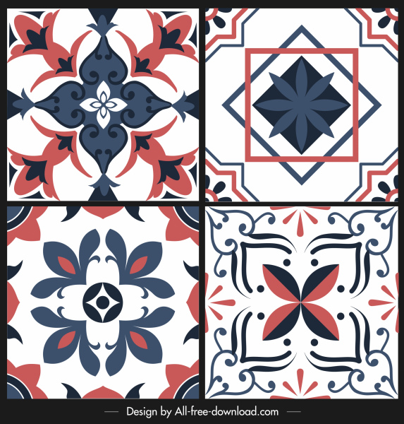 plantillas de patrones decorativos elegante boceto de flora simétrica clásica