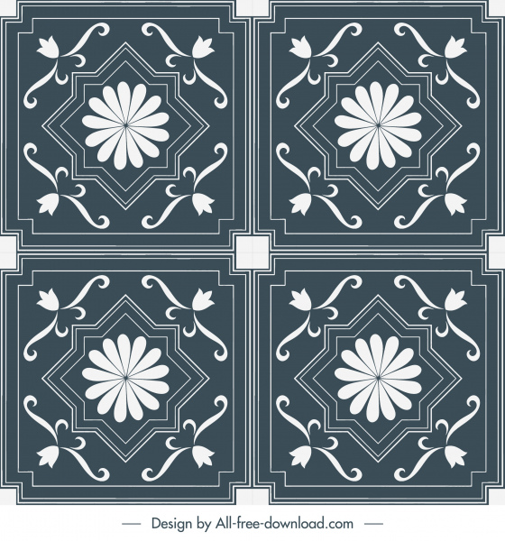 templat pola dekoratif bentuk simetris klasik yang elegan