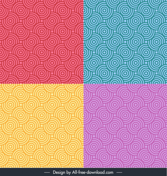 plantillas de patrones decorativos pastel repitiendo la ilusión de círculos concéntricos