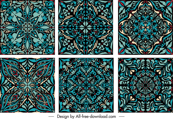 plantillas de patrones decorativos retro diseño ilusión decoración simétrica