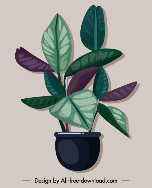 장식 식물 아이콘 은 고전적인 평면 스케치 착색