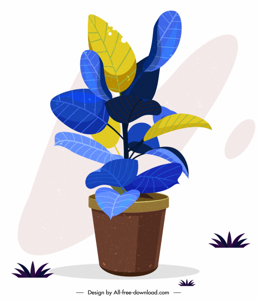 장식적인 식물 도자기 아이콘 색 나뭇잎 클래식 디자인