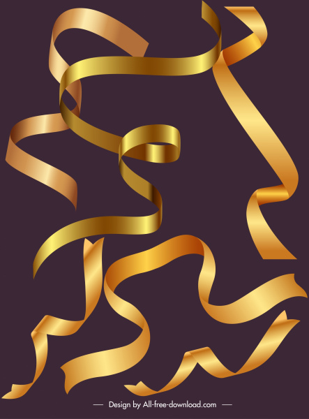 dekoracyjne szablony wstążki dynamiczne błyszczące złote zwinięte wzornictwo