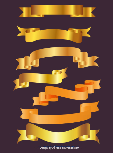 dekoracyjne szablony wstążki błyszczące złoty wystrój szkic 3d
