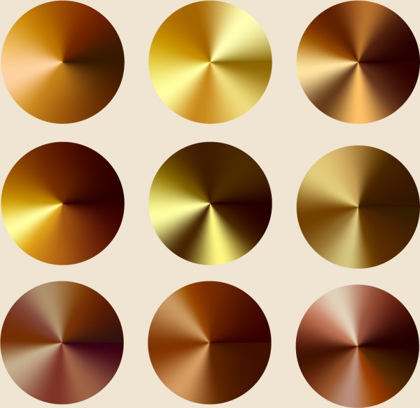 Ronda de diseño de iconos brillantes decorativos Golden Brown
