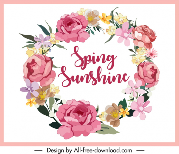 dekorative Frühling Hintergrund Blumenkranz Skizze