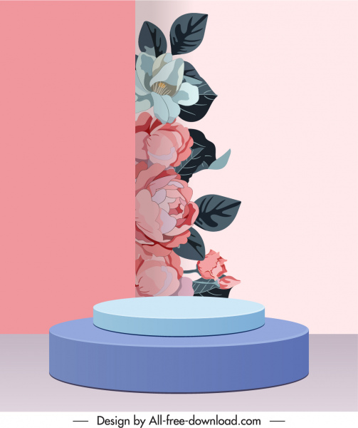 modelo de pôster de palco decorativo modelo 3d design botânica clássica