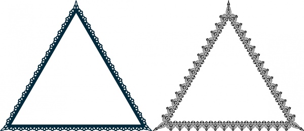 ilustrasi set segitiga dekoratif dengan batas renda klasik