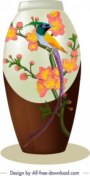 ديكور زهرة زهرية رمز التصميم الشرقي الكلاسيكي