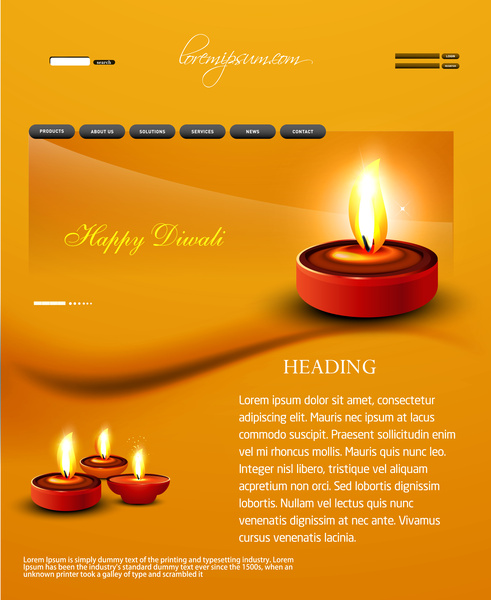 Deepawali diwali diya web plantilla presentación brillante colorido diseño del vector