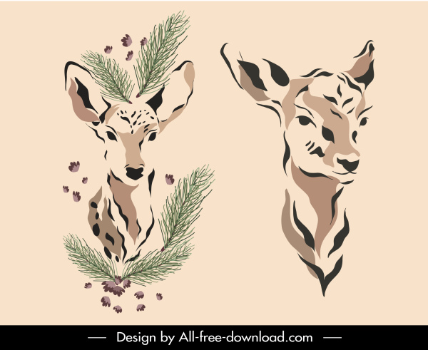 鹿のアイコン古典的な手描きのスケッチ