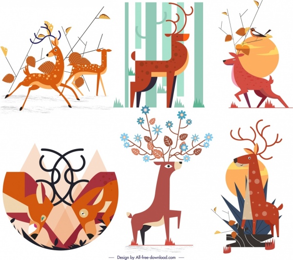 鹿のアイコン コレクション クラシック オレンジ装飾