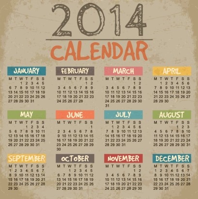 精緻的calendar14年設計向量